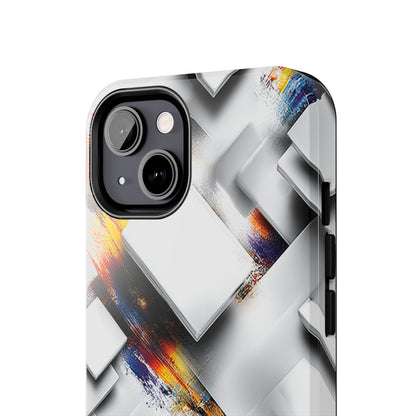 Cubist inspired phone case with expressive splashes