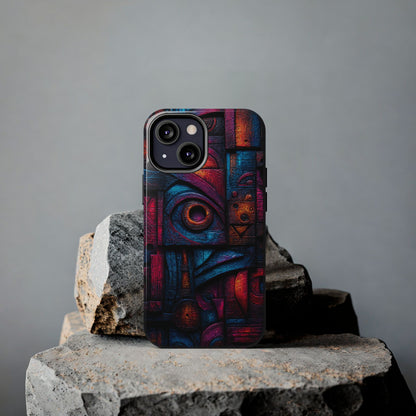 Cyberpunk-style phone case with high-contrast color