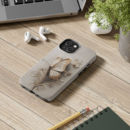 Elegant sculptural phone case in soft ivory tones