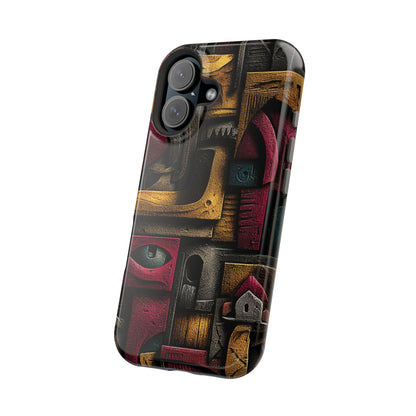 Eye symbol phone case in monolithic abstract style