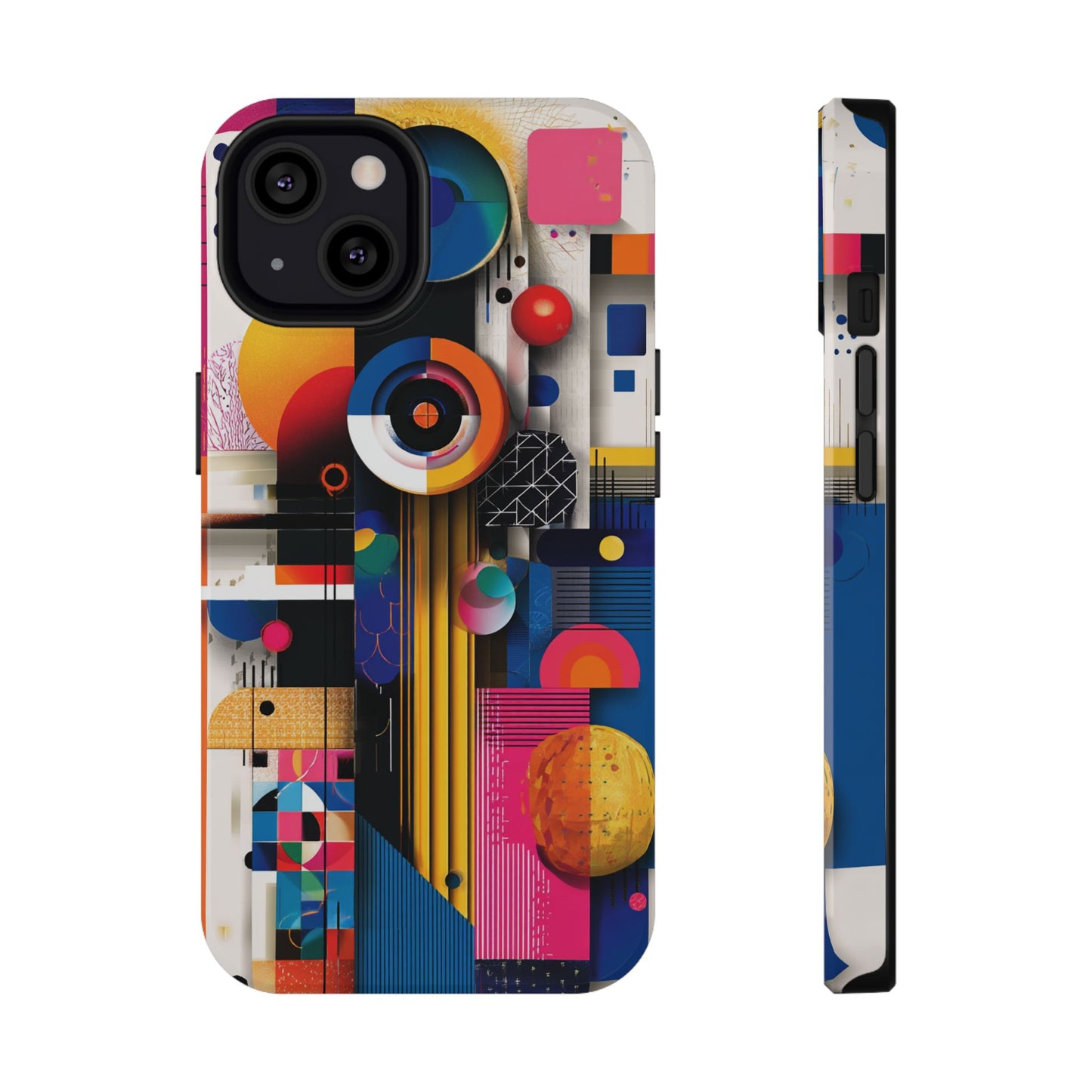 Futuristic geometric phone case with bold color blocks