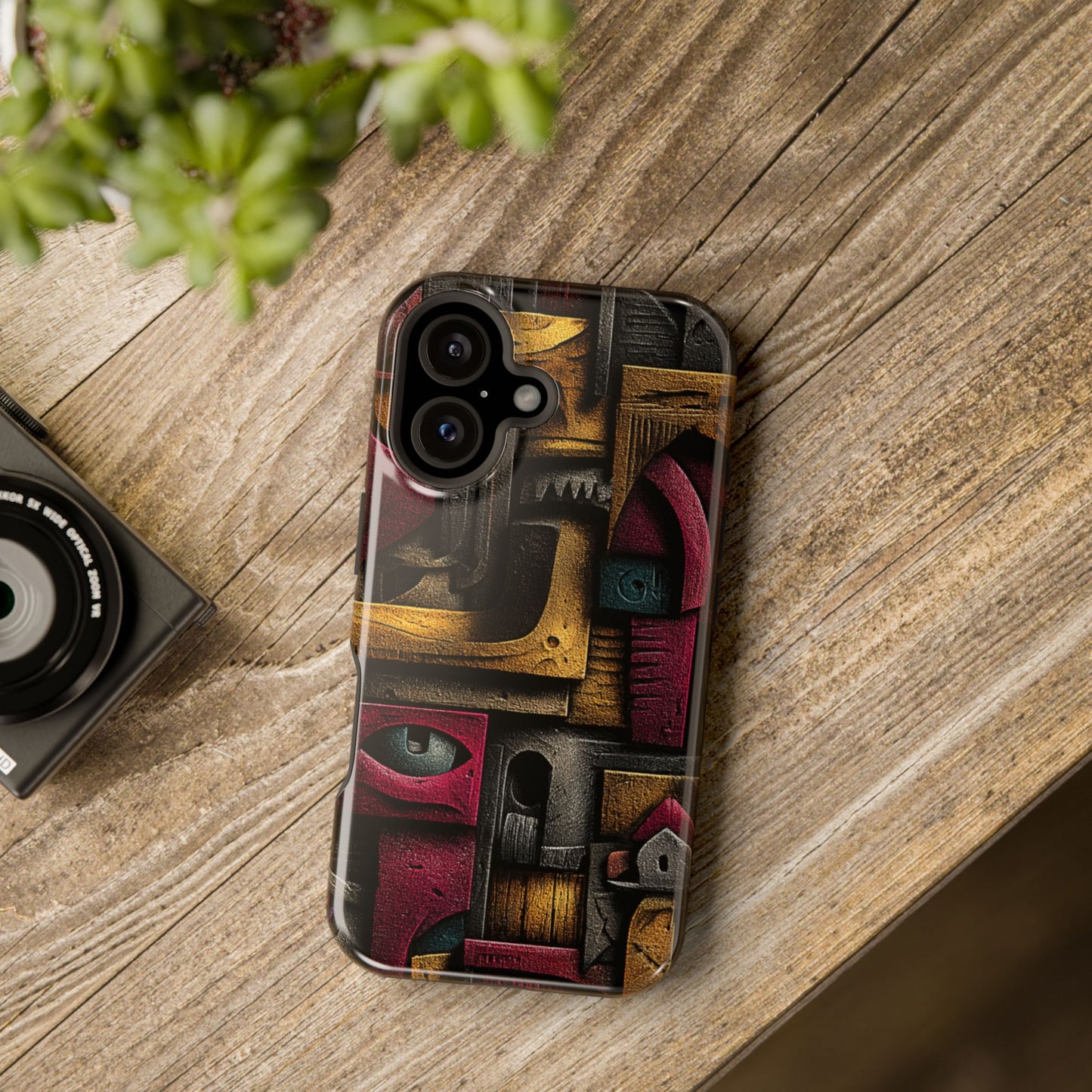 Geometric stone art phone case with brutal textures