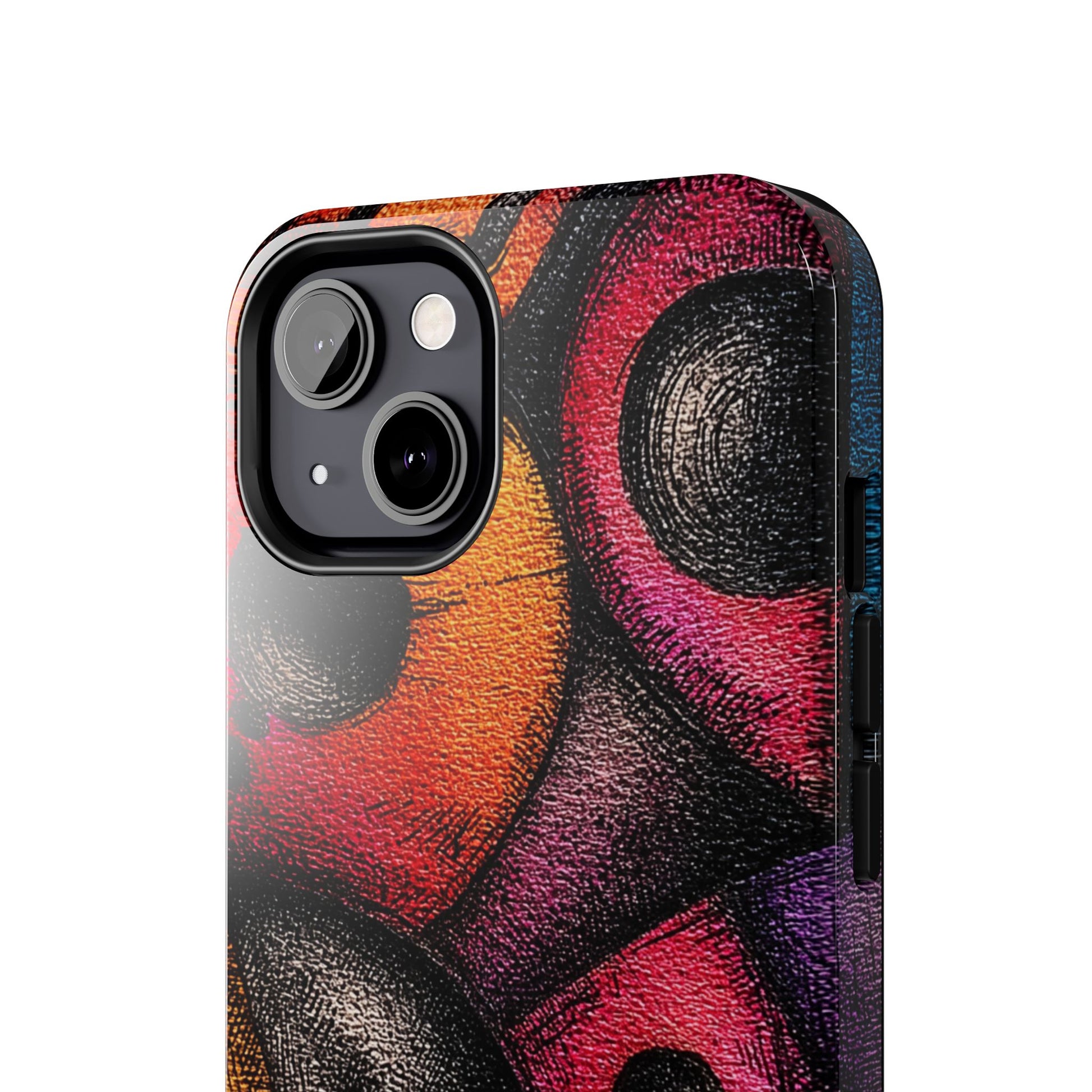 Hand-drawn textured phone case with geometric design