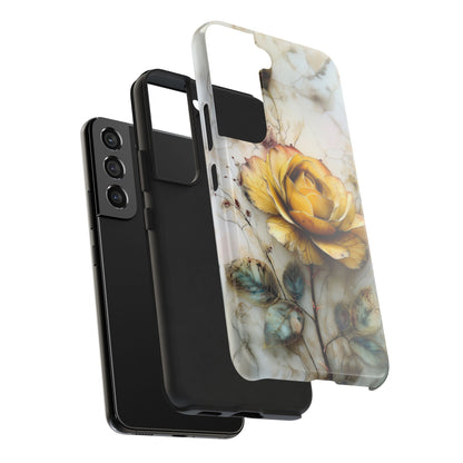 Marble and bloom phone case with warm floral tones