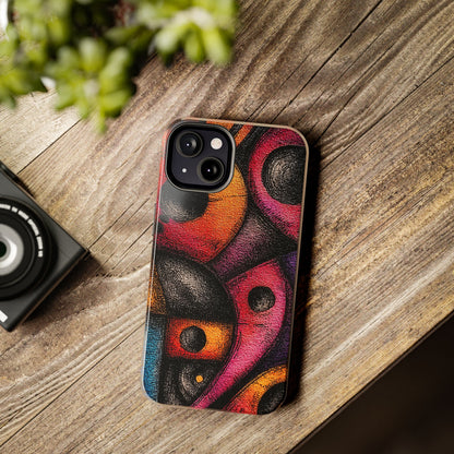 Orange and yellow eye phone case with crayon style