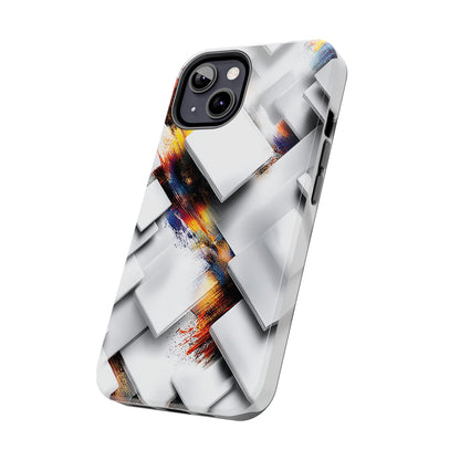 Sleek modern phone case with cube layers and paint