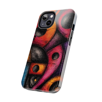 Stylized vintage art phone case with circular motifs