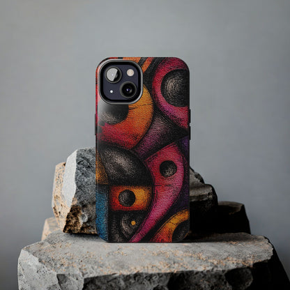 Symbolic phone case with retro art influence
