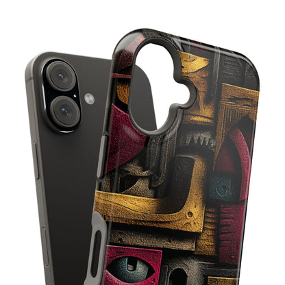 Symbolic sculptural phone case with mysterious eyes