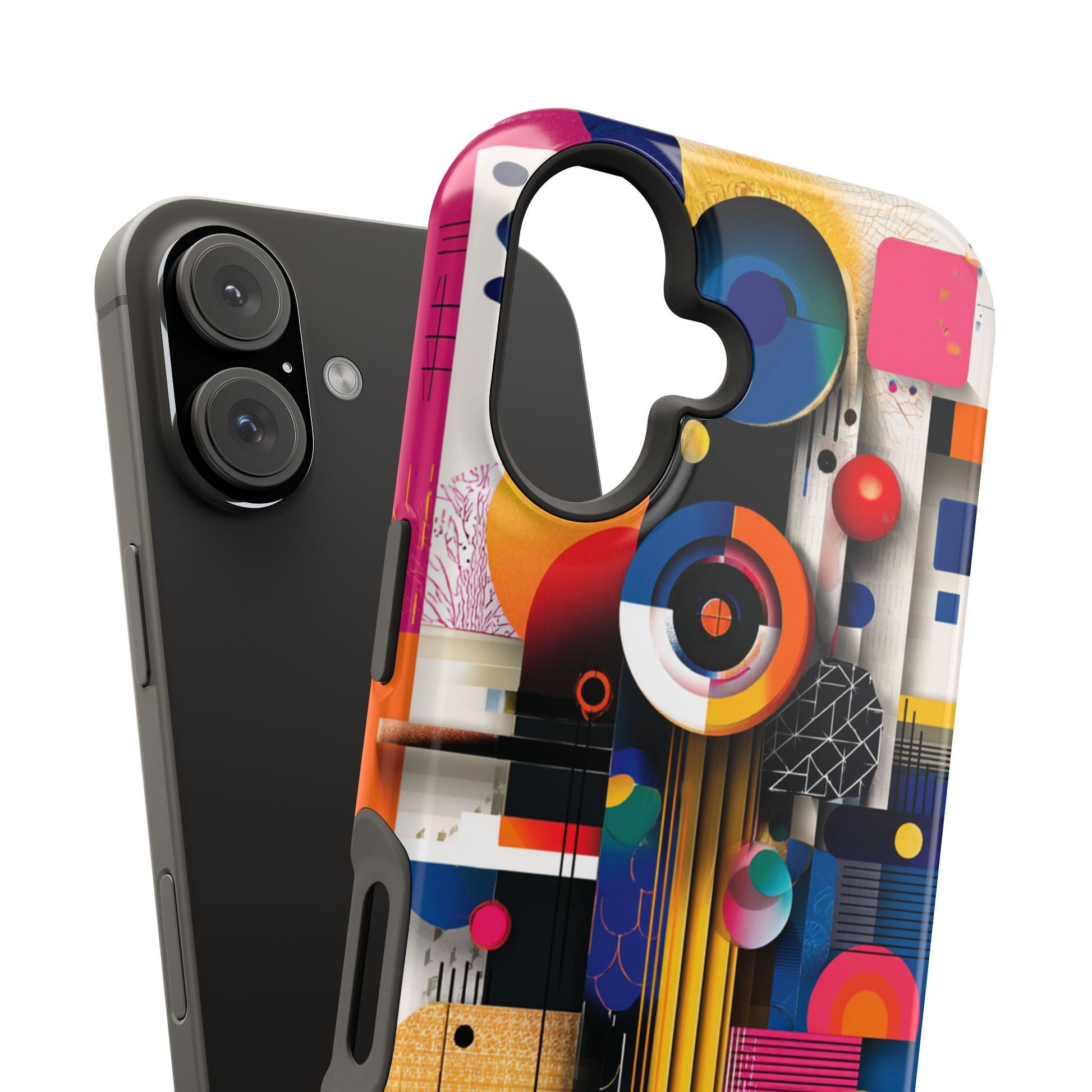 Tech pattern phone case with vibrant design elements