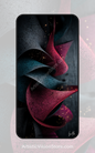 This digital wallpaper features layered crimson and teal folds with velvet-like texture and subtle glow, creating a flowing sculptural look for phones.